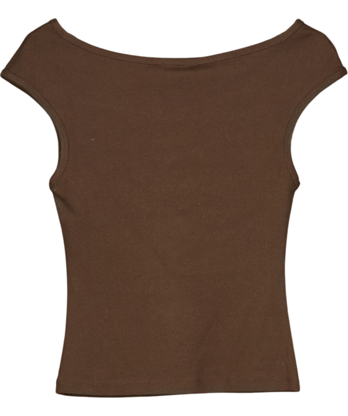 TOPSHOP brown fitted boat-neck cap-sleeve top, size UK S — back