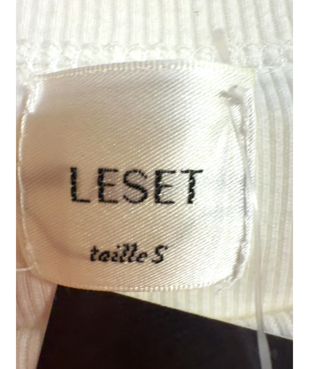 Leset White Kelly Crop Slim Fit Tee, size UK S — detail