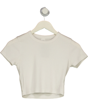 Leset Kelly Crop Slim Fit Tee White Ribbed T-Shirt UK S