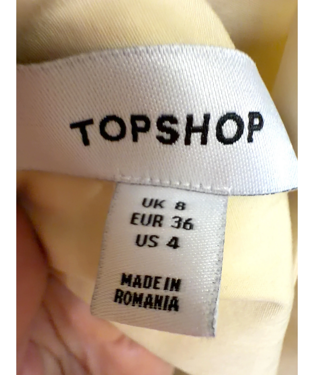 TOPSHOP Cream 90s cutaway top, size UK 8 — care label