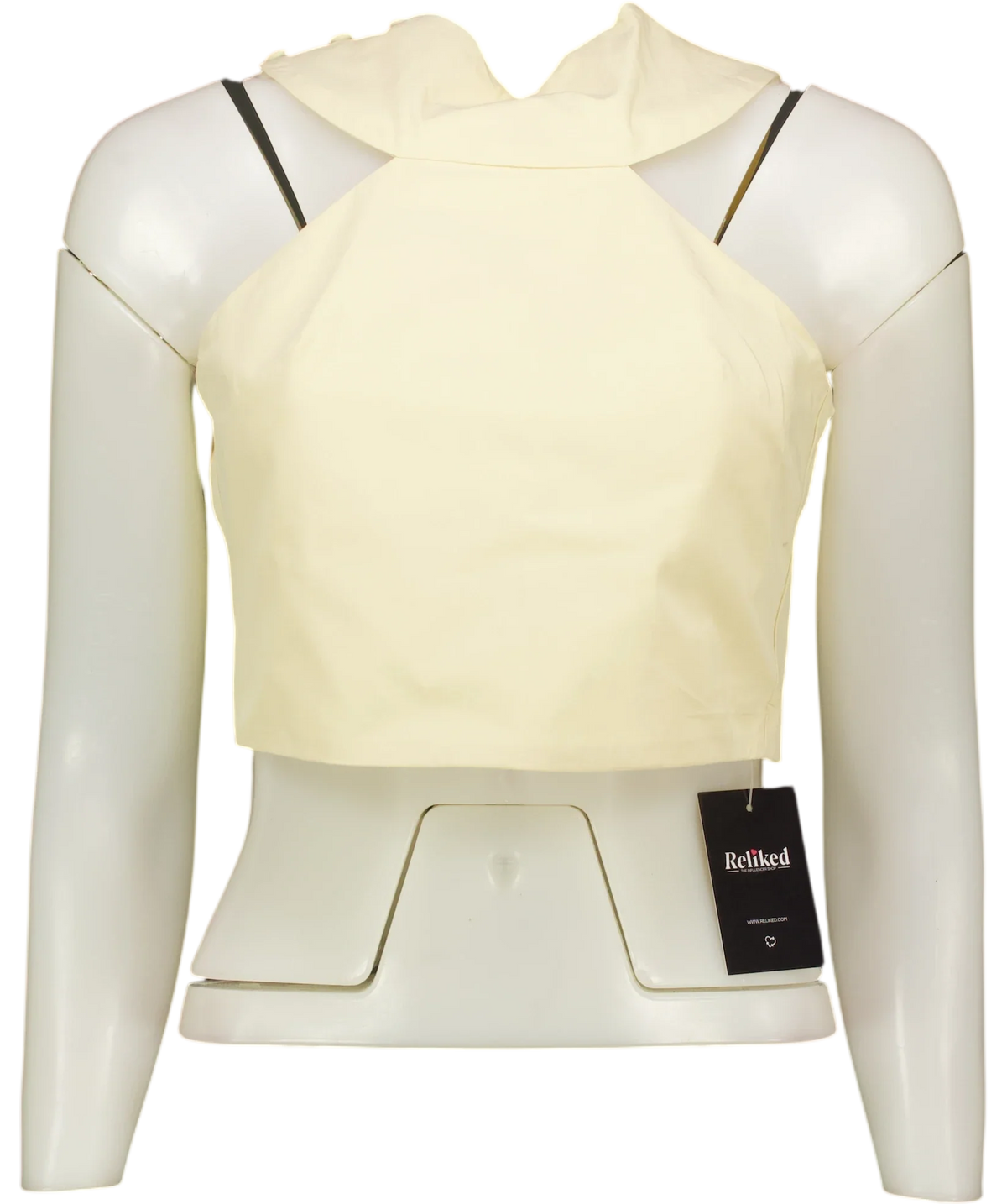 TOPSHOP Cream 90s cutaway top, size UK 8 — front