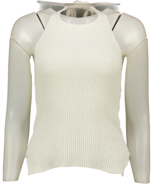 ASOS White Ribbed Halter Top UK XS