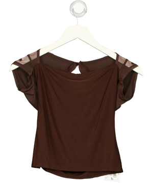 ASOS Brown Cowl Mesh Top UK 8