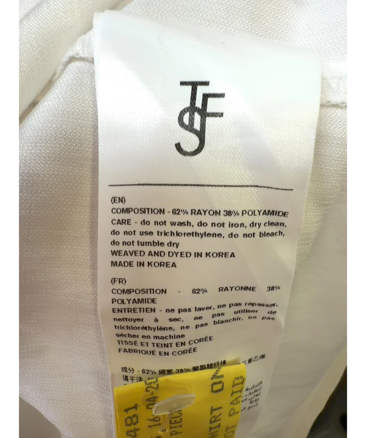 THE FRANKIE SHOP White Verlin Sheer Chiffon Tie Cuff Shirt — label