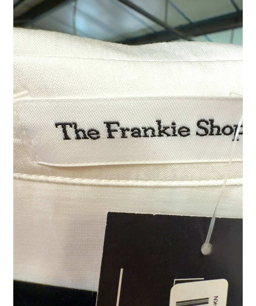 THE FRANKIE SHOP White Verlin Sheer Chiffon Tie Cuff Shirt — care label