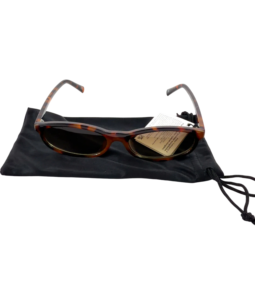 ASOS Brown DESIGN slim oval square sunglasses in tort — front