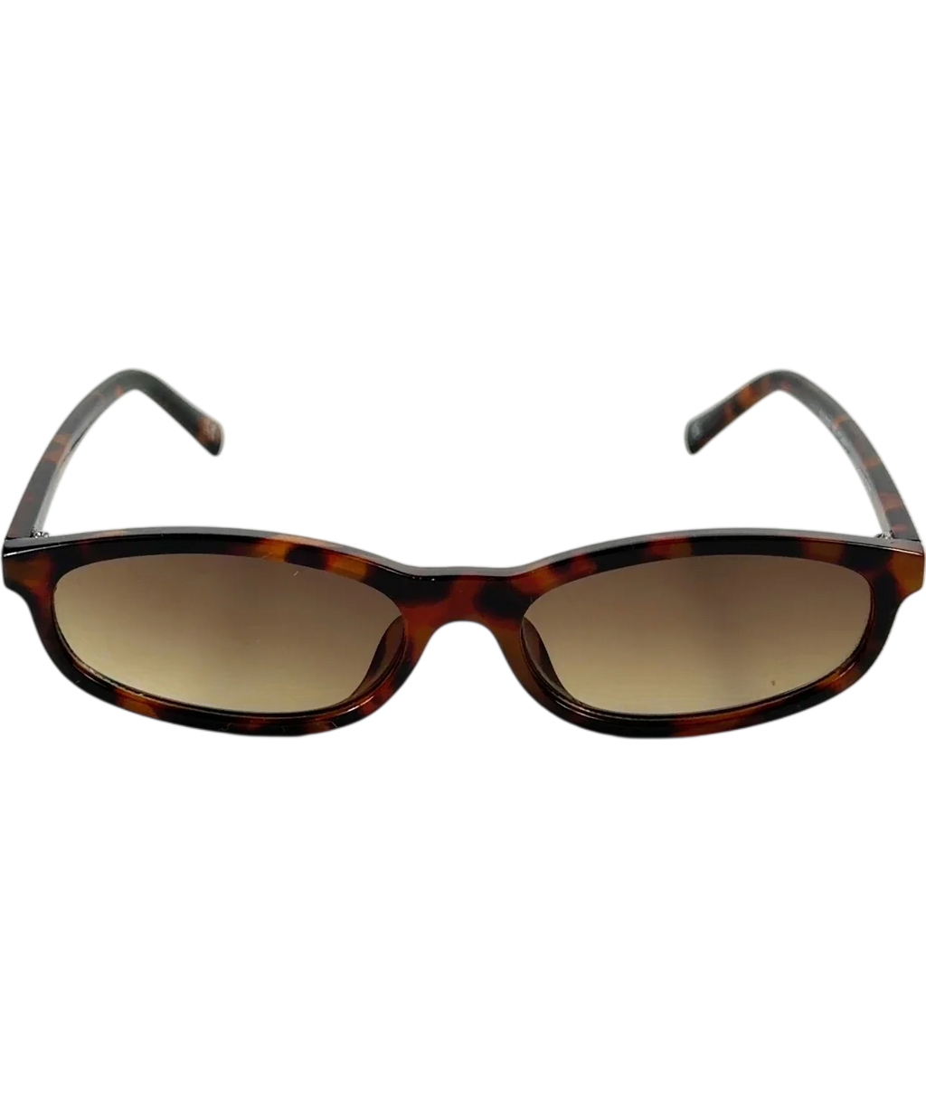ASOS Brown slim oval square sunglasses — front
