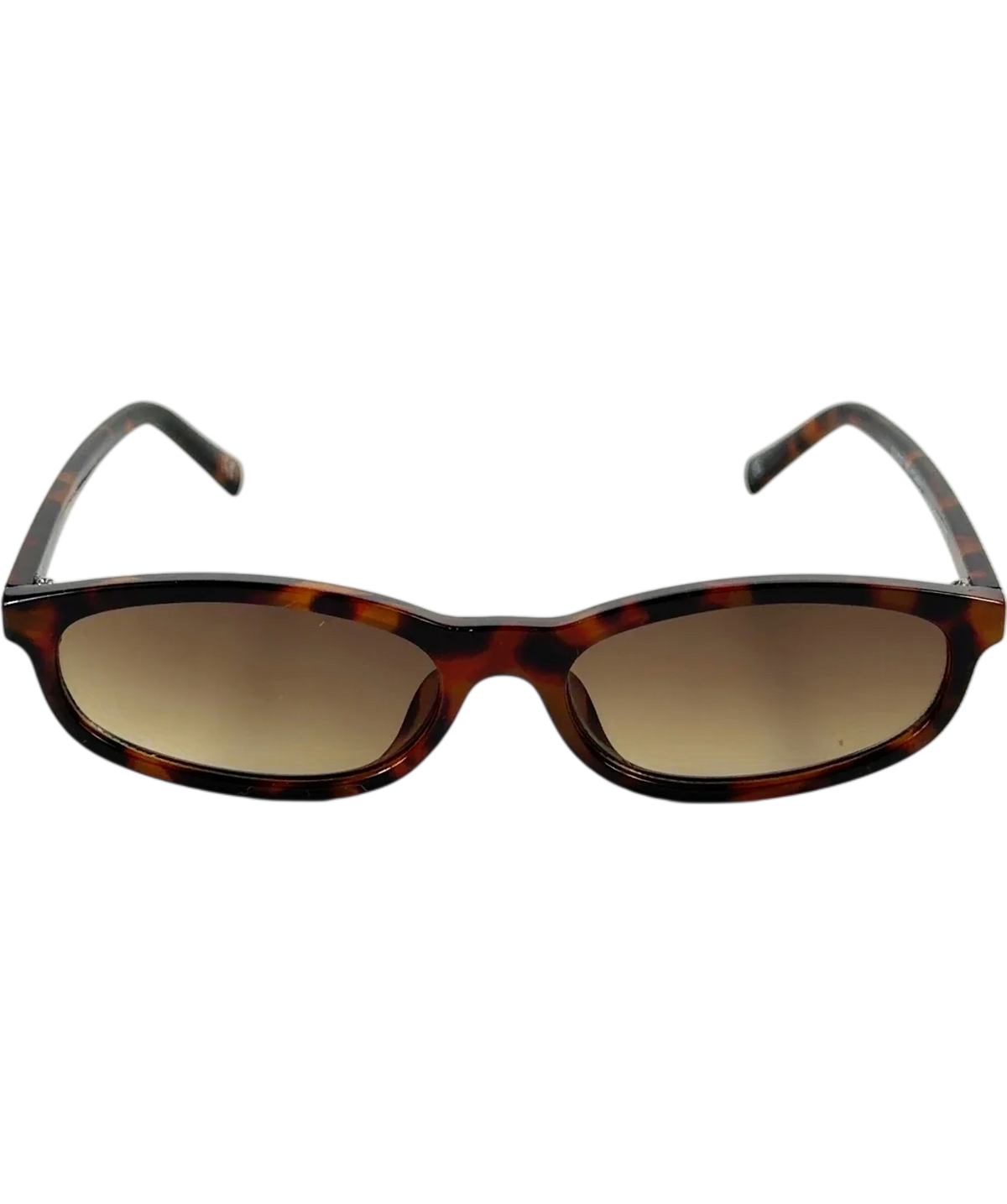 ASOS Brown slim oval square sunglasses — front