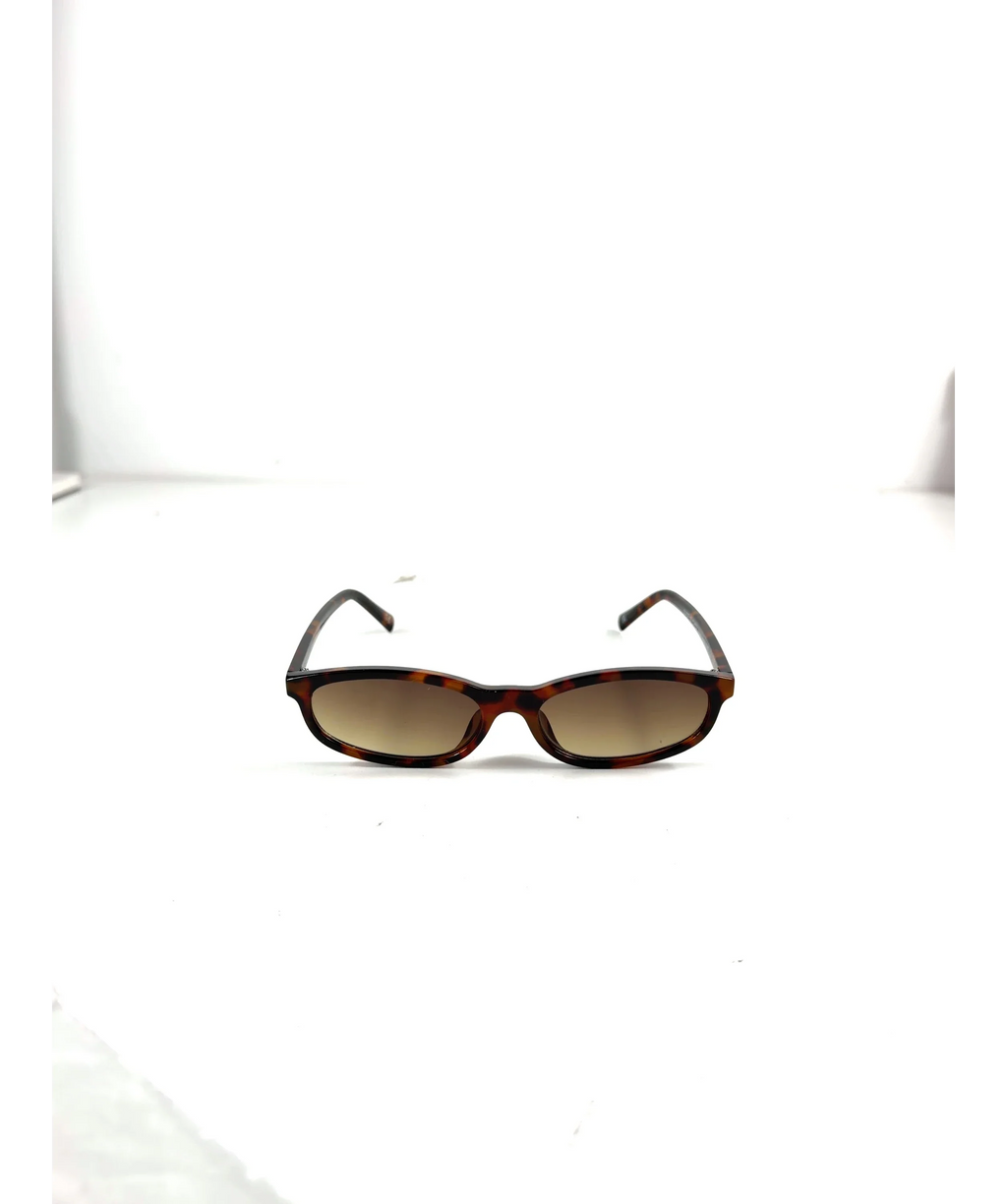 ASOS Brown slim oval square sunglasses — care label