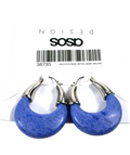 ASOS Blue hoop earrings with blue faux stone in silver tone — front