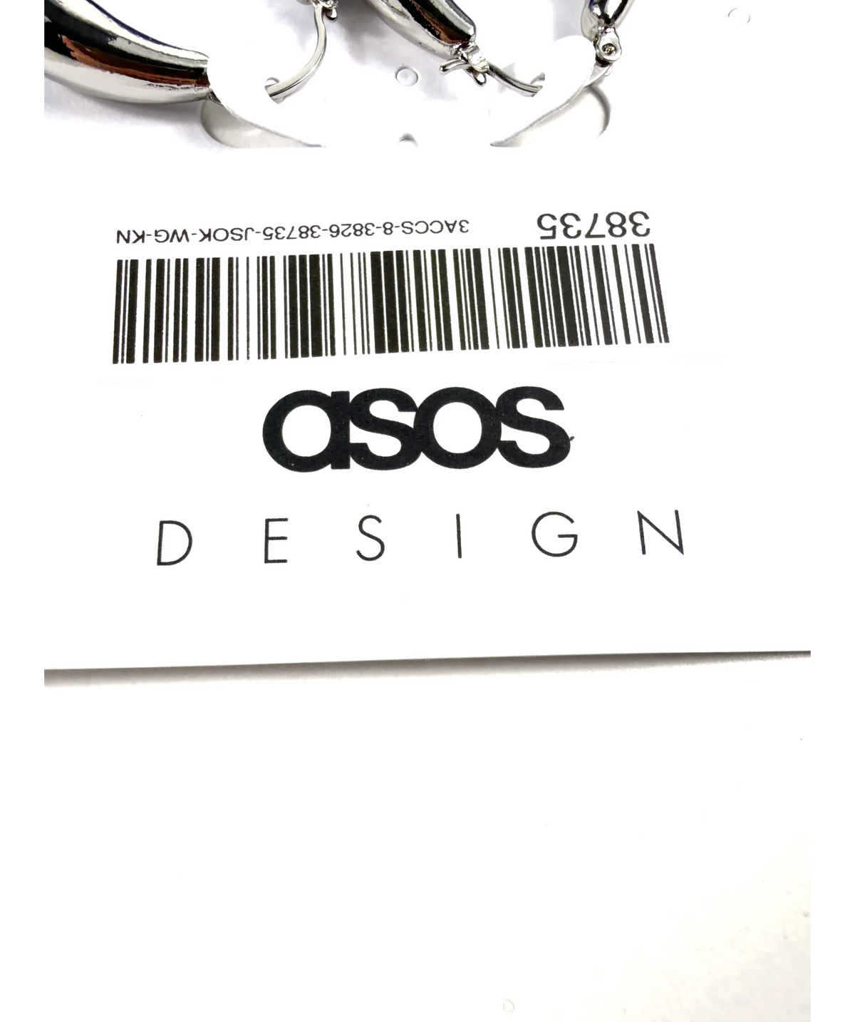 ASOS Blue hoop earrings with blue faux stone in silver tone — detail