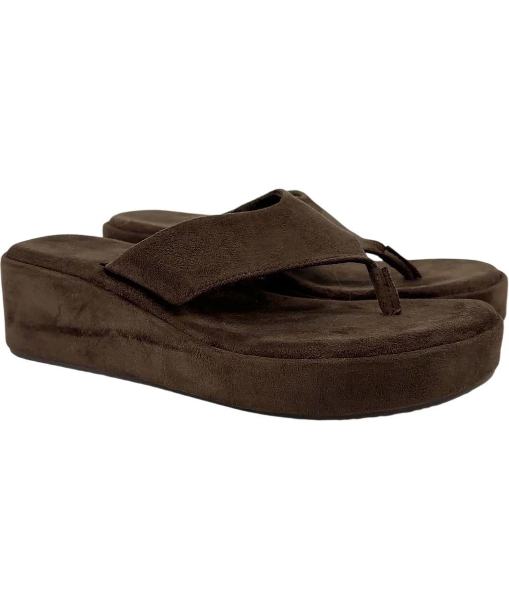 Bershka Brown Thong flatform sandals, size UK 5 EU 38 👠 — front