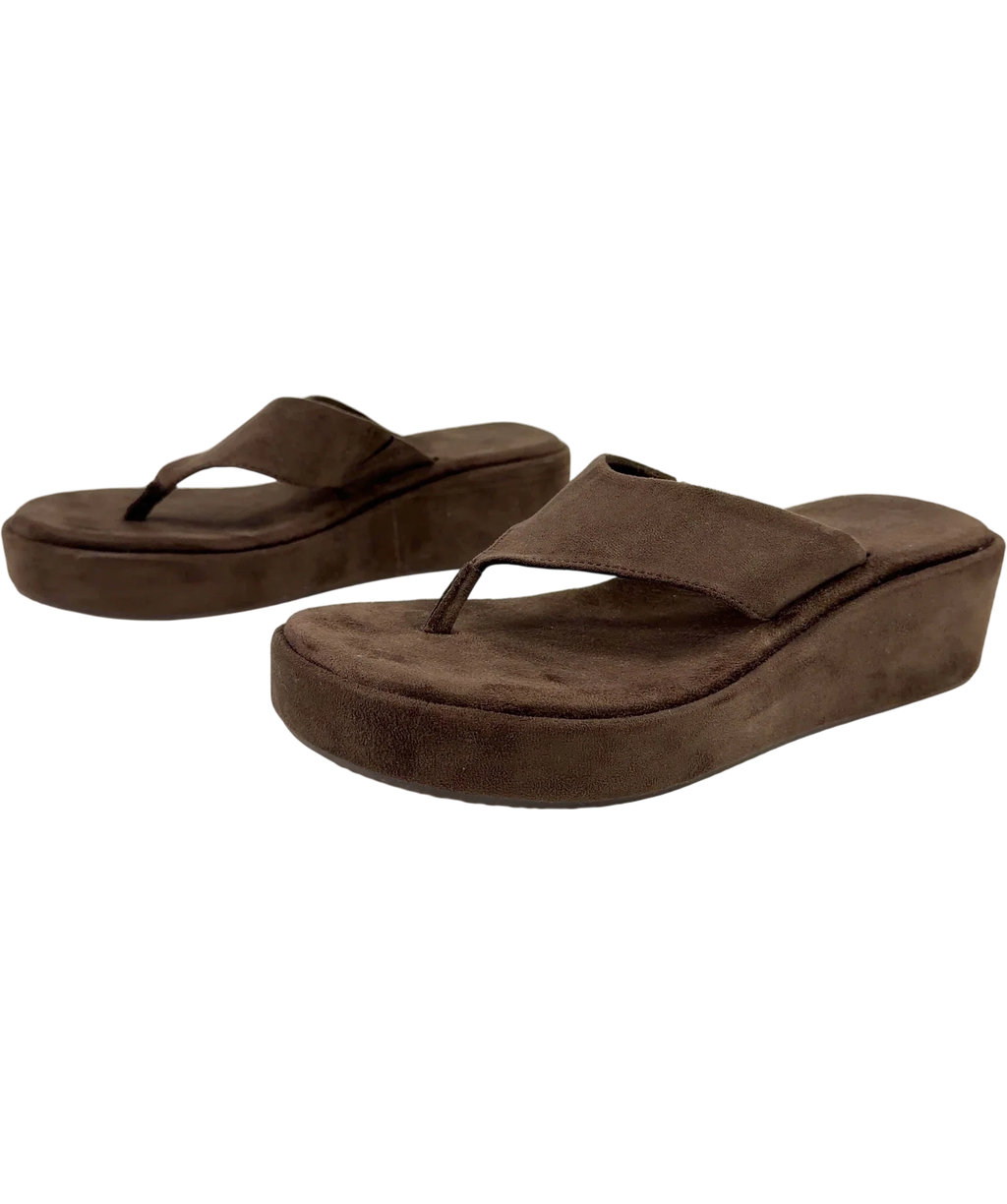 Bershka Brown Thong flatform sandals, size UK 5 EU 38 👠 — label