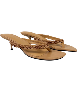 Topshop Beige Beaded Kitten Sandal UK 5