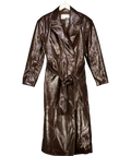 THE FRANKIE SHOP Brown Tina Belted Double-Breasted Faux Textured-Leather Trench Coat, size UK S — front