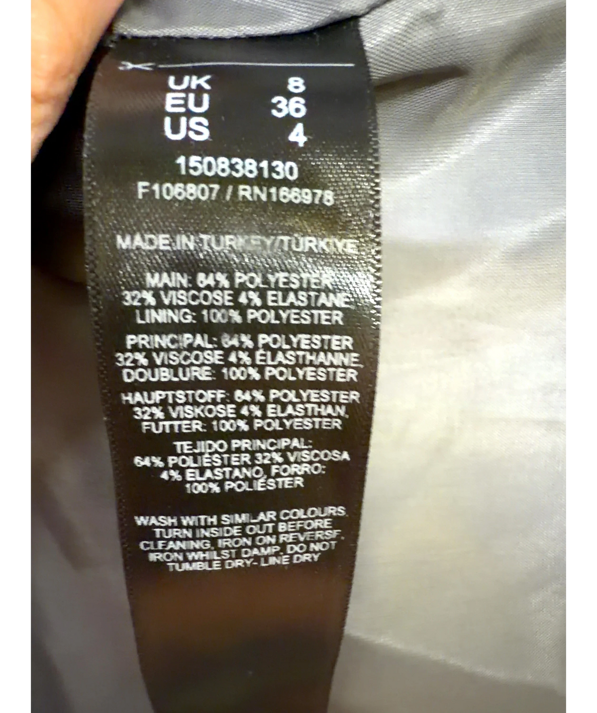 ASOS Grey Colour, size UK 8 — label