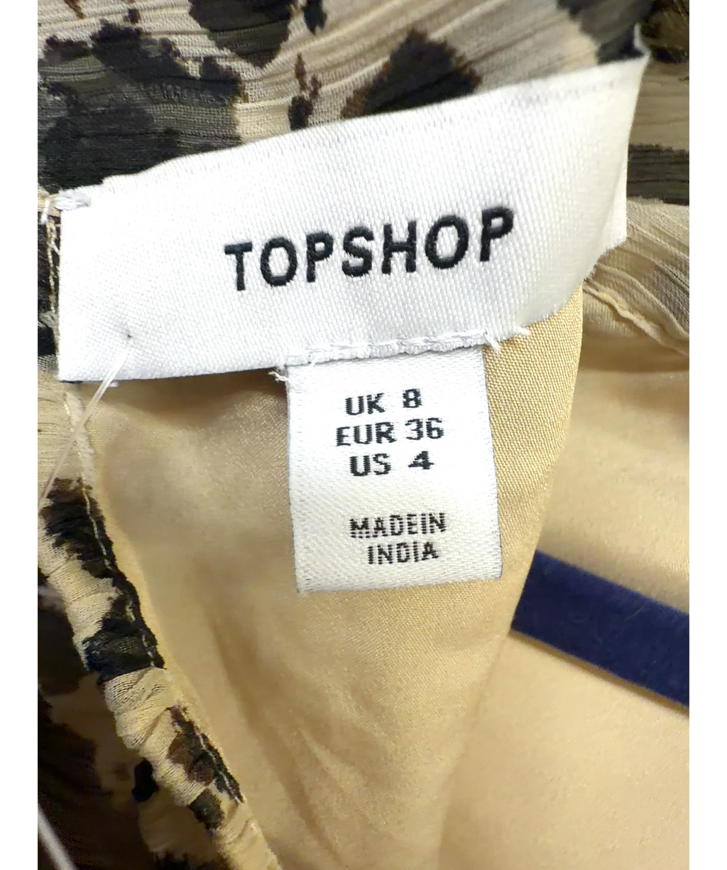 TOPSHOP beige Chiffon Scarf-Neck Maxi Dress, size UK 8 — detail