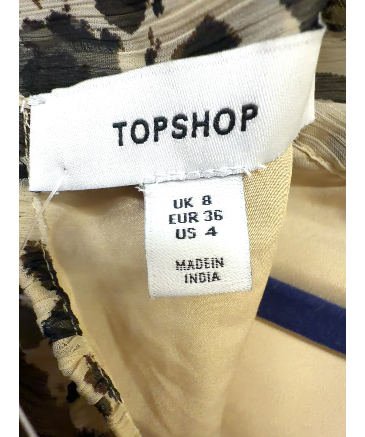 TOPSHOP beige Chiffon Scarf-Neck Maxi Dress, size UK 8 — detail