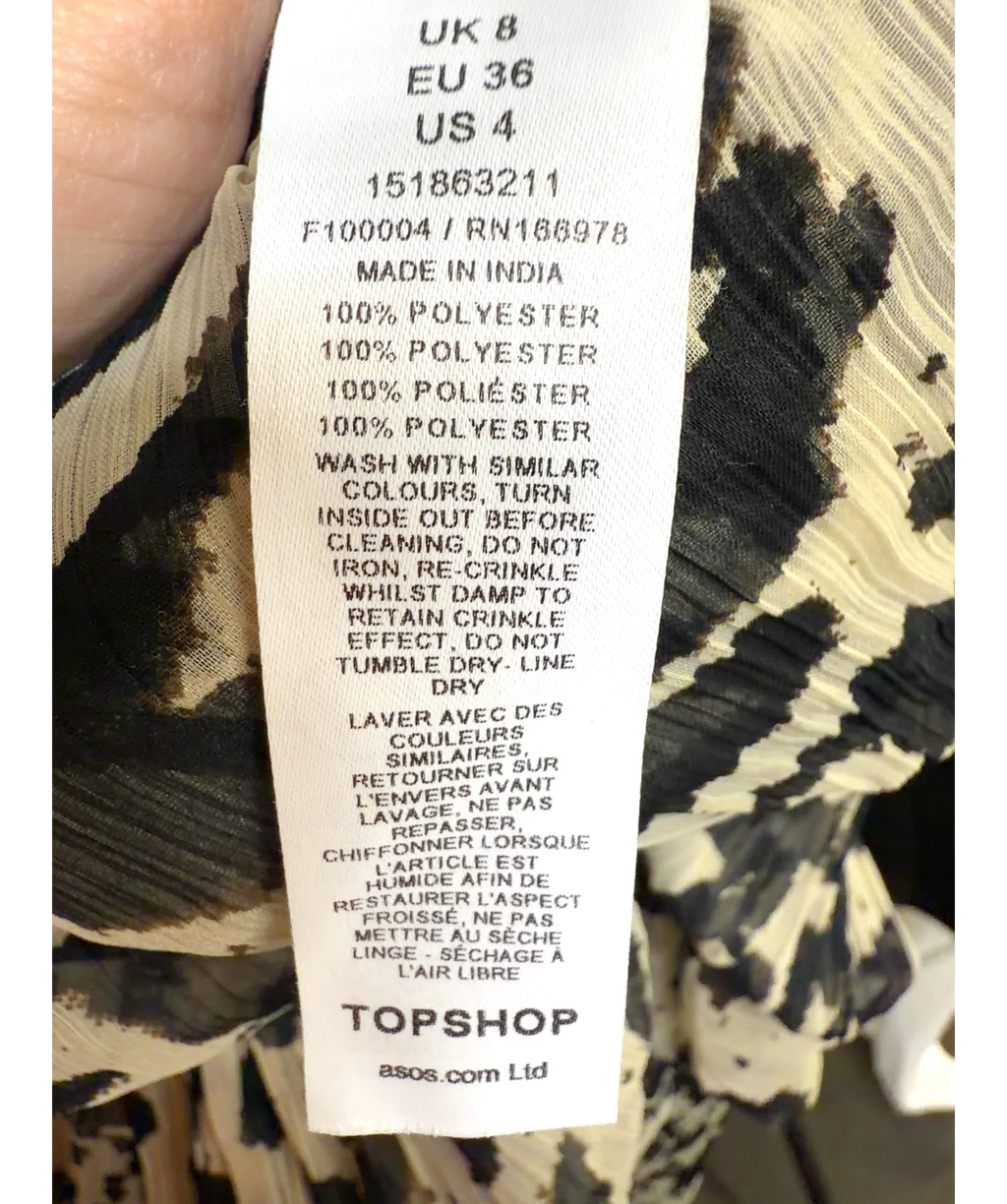 TOPSHOP beige Chiffon Scarf-Neck Maxi Dress, size UK 8 — label