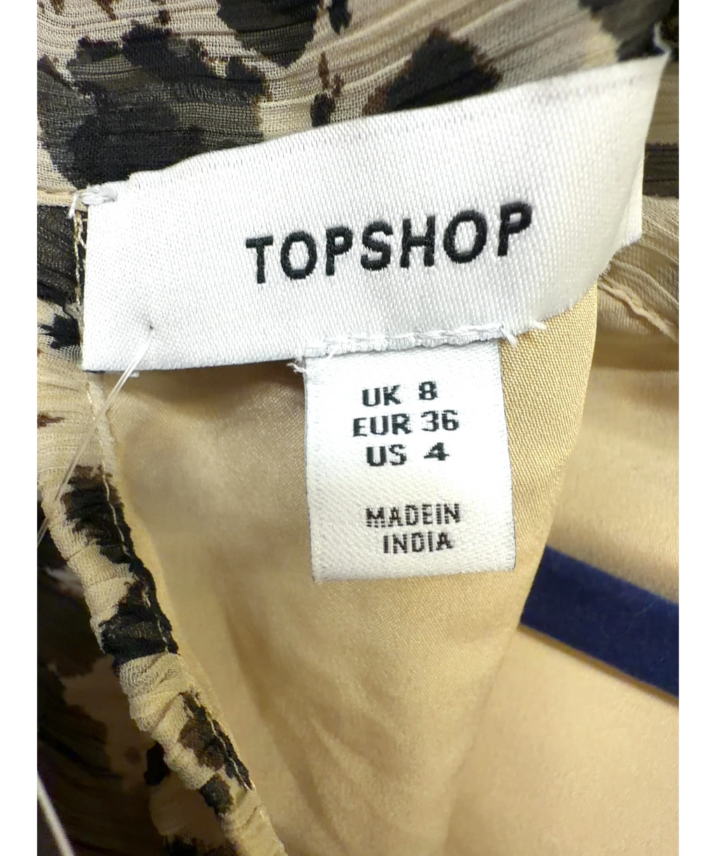 TOPSHOP beige Chiffon Scarf-Neck Maxi Dress, size UK 8 — care label