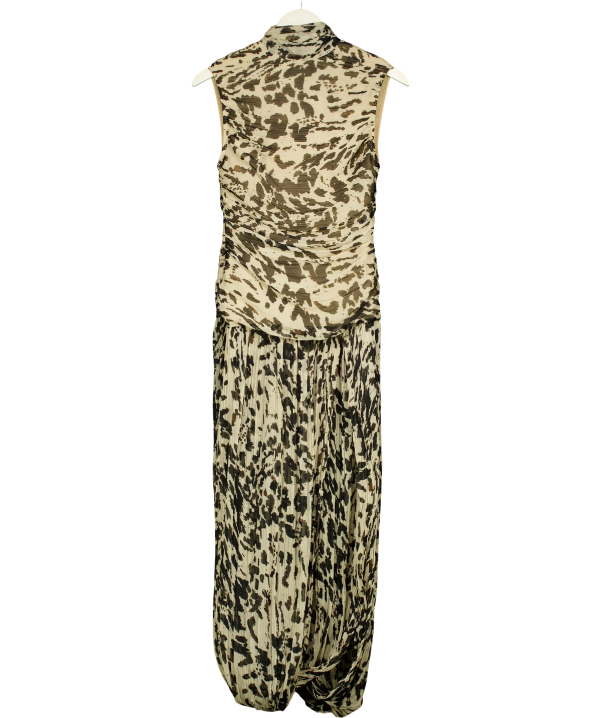 TOPSHOP beige Chiffon Scarf-Neck Maxi Dress, size UK 8 — front