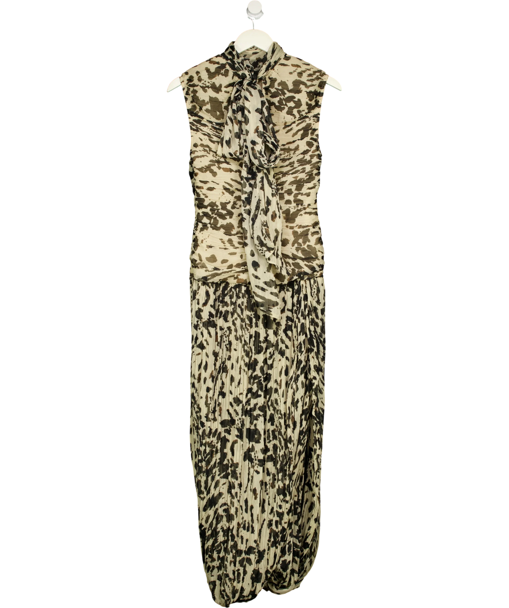 TOPSHOP beige Chiffon Scarf-Neck Maxi Dress, size UK 8 — back