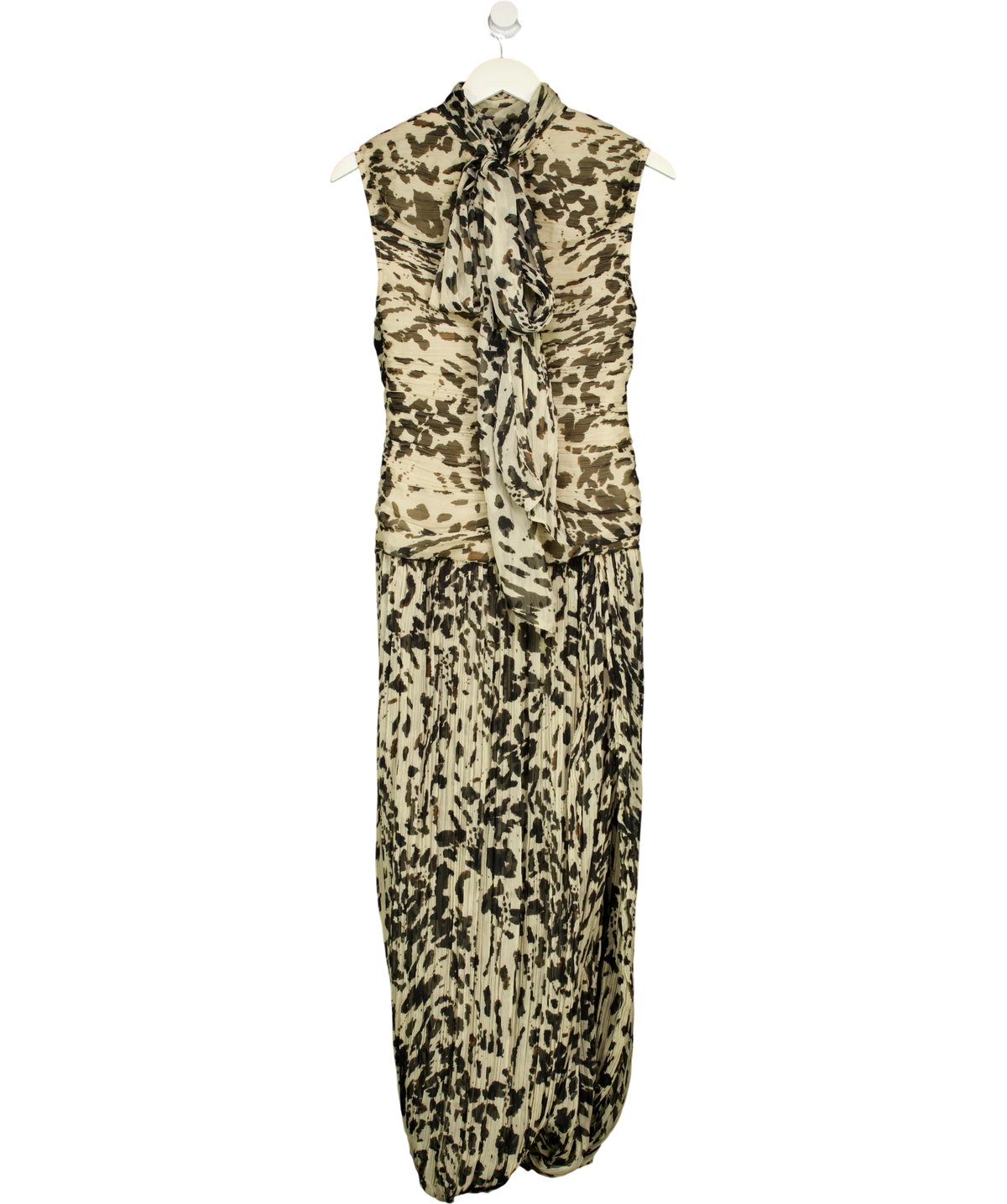 TOPSHOP beige Chiffon Scarf-Neck Maxi Dress, size UK 8 — back