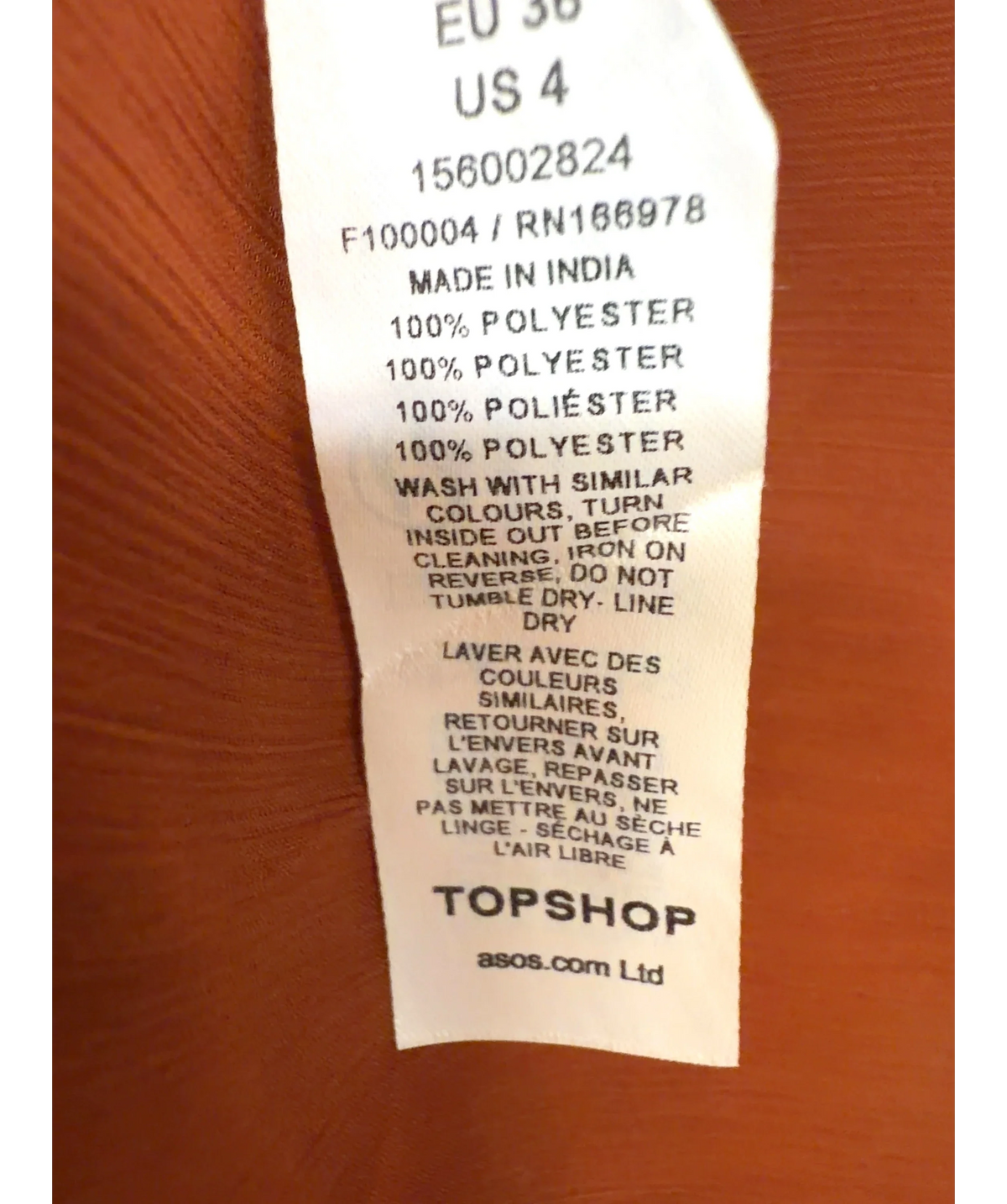 TOPSHOP rust Colour, size UK 8 — label