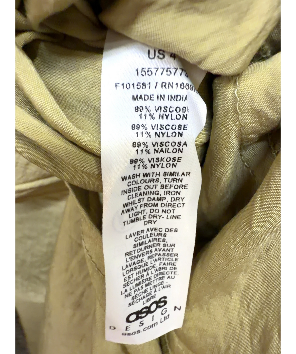 ASOS Green Colour, size UK 8 — label