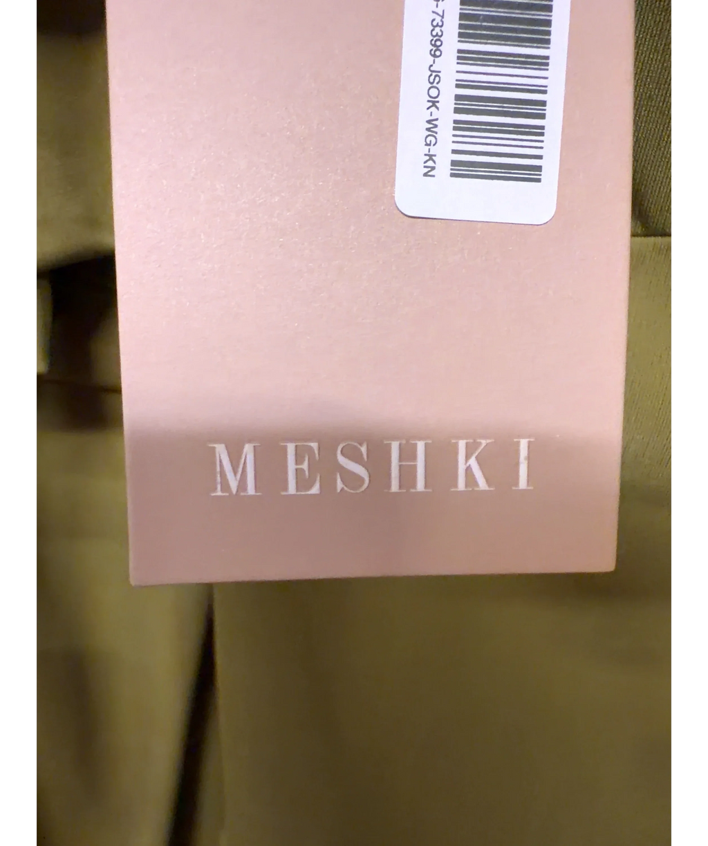 Meshki olive Bahari Low Back Halter Maxi Dress, size UK S — detail