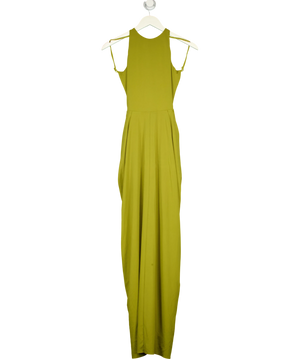Meshki Bahari Low Back Halter Olive Green Dress UK S