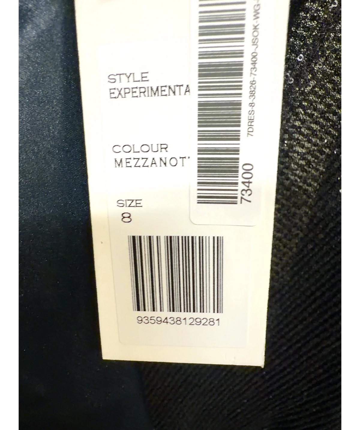 L'IDÉE Black Experimenta, size UK 8 — care label