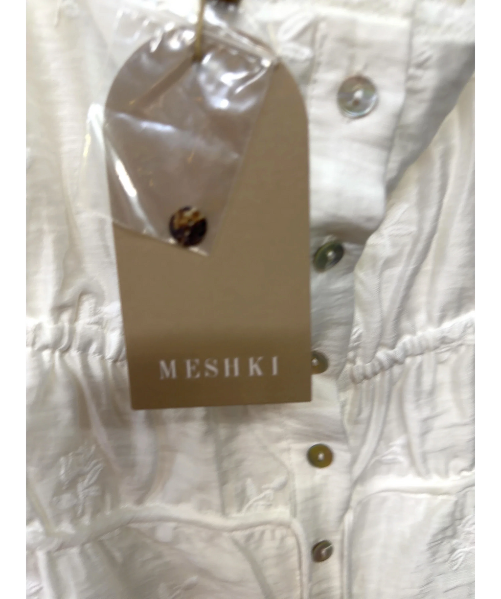 Meshki White Vivian Embroidered Sleeveless Top & Trousers, size UK S — detail