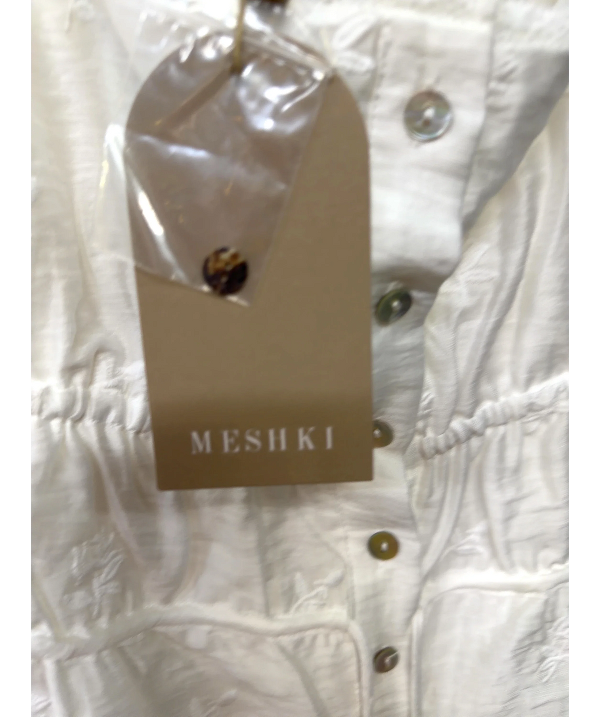 Meshki White Vivian Embroidered Sleeveless Top & Trousers, size UK S — detail