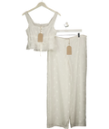 Meshki White Vivian Embroidered Sleeveless Top & Trousers, size UK S — front