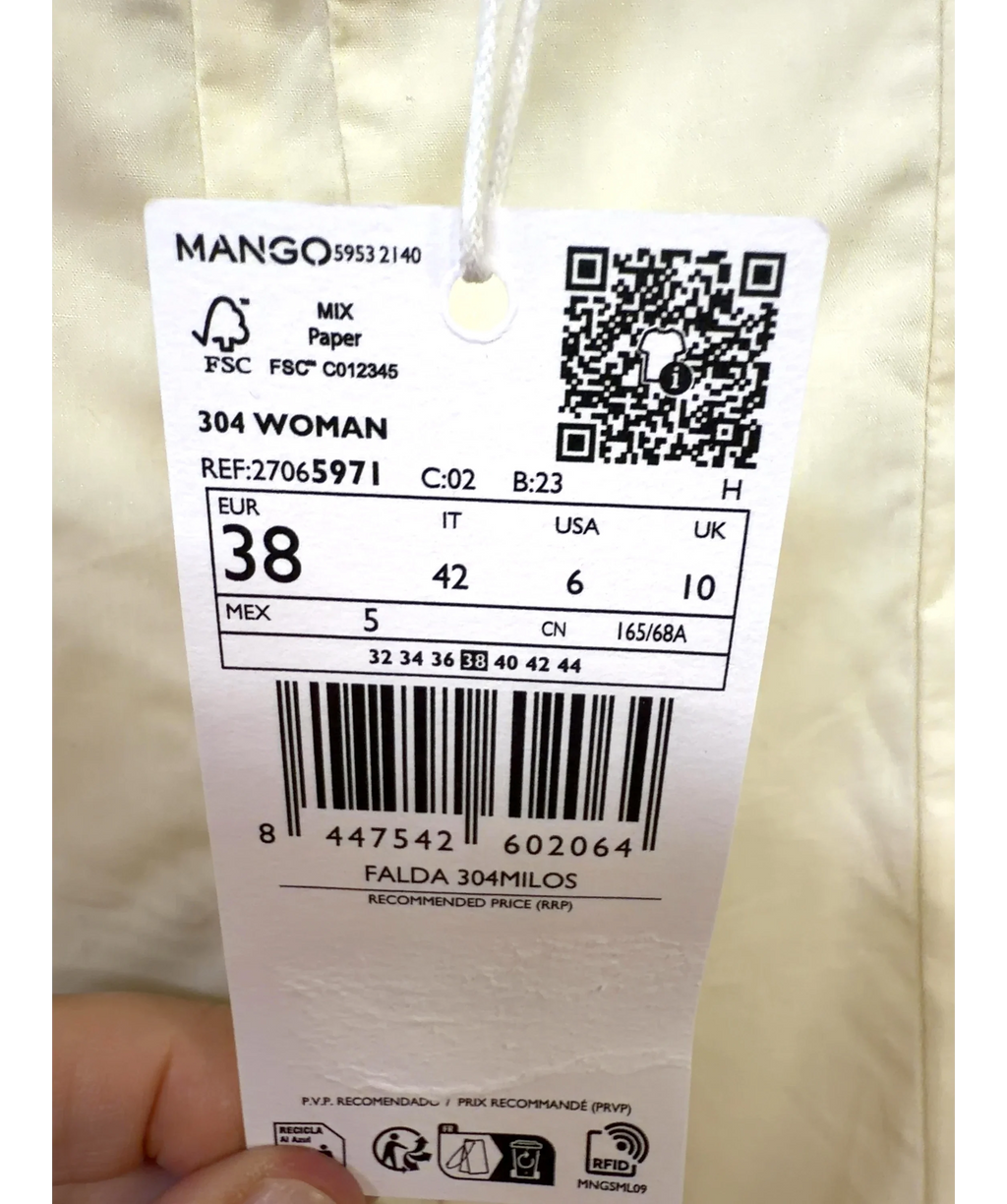 MANGO Cream FALDA 304MILOS, size UK 10 — label