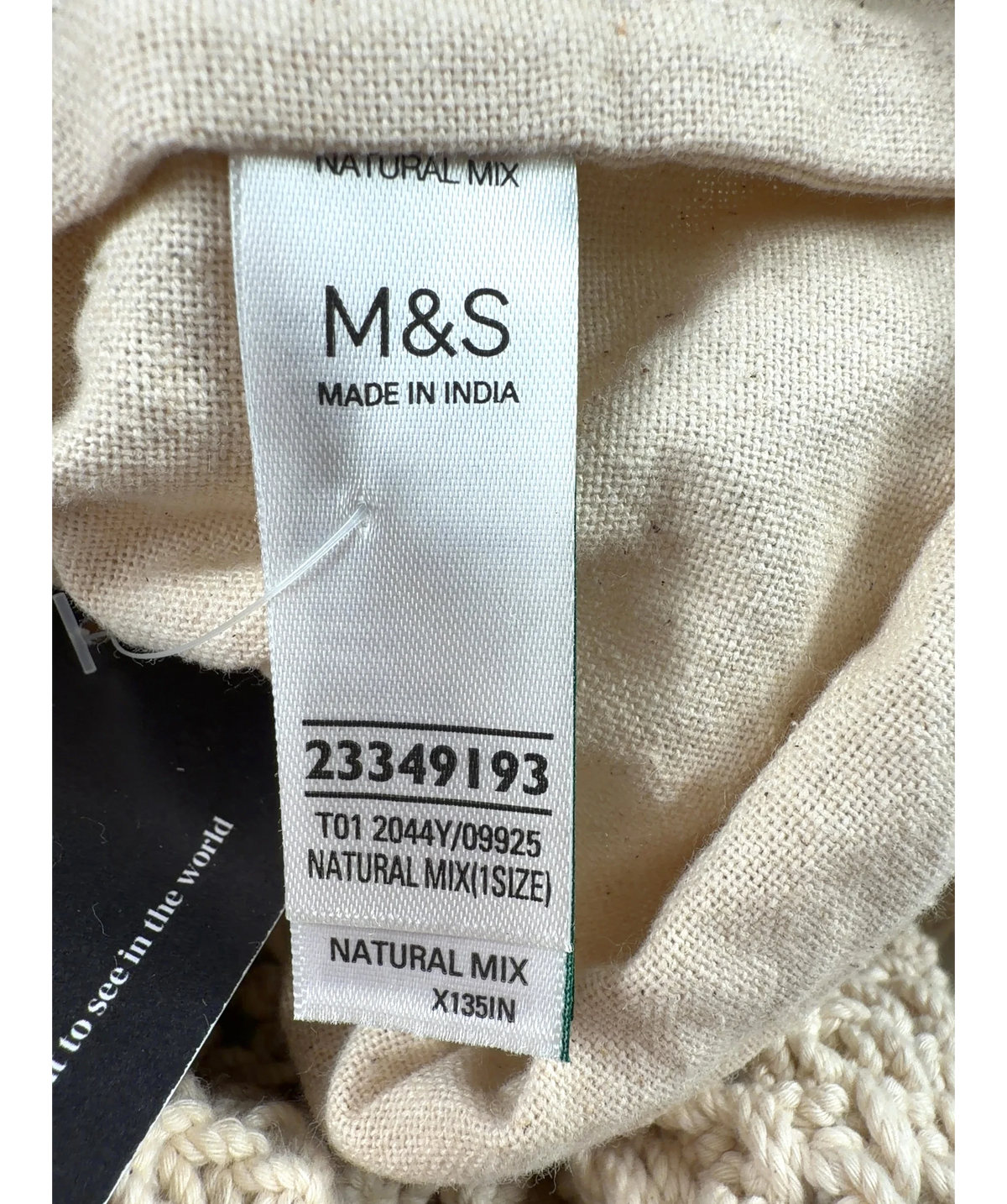 M&S Beige Colour — label