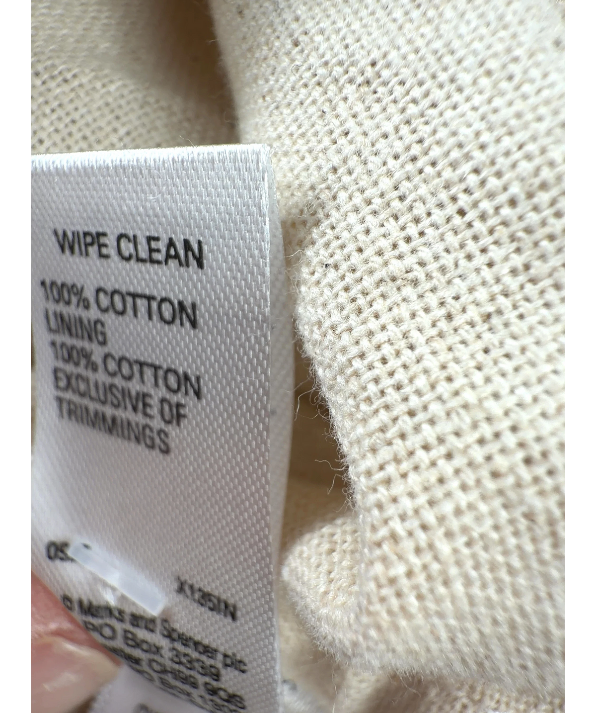 M&S Beige Colour — care label
