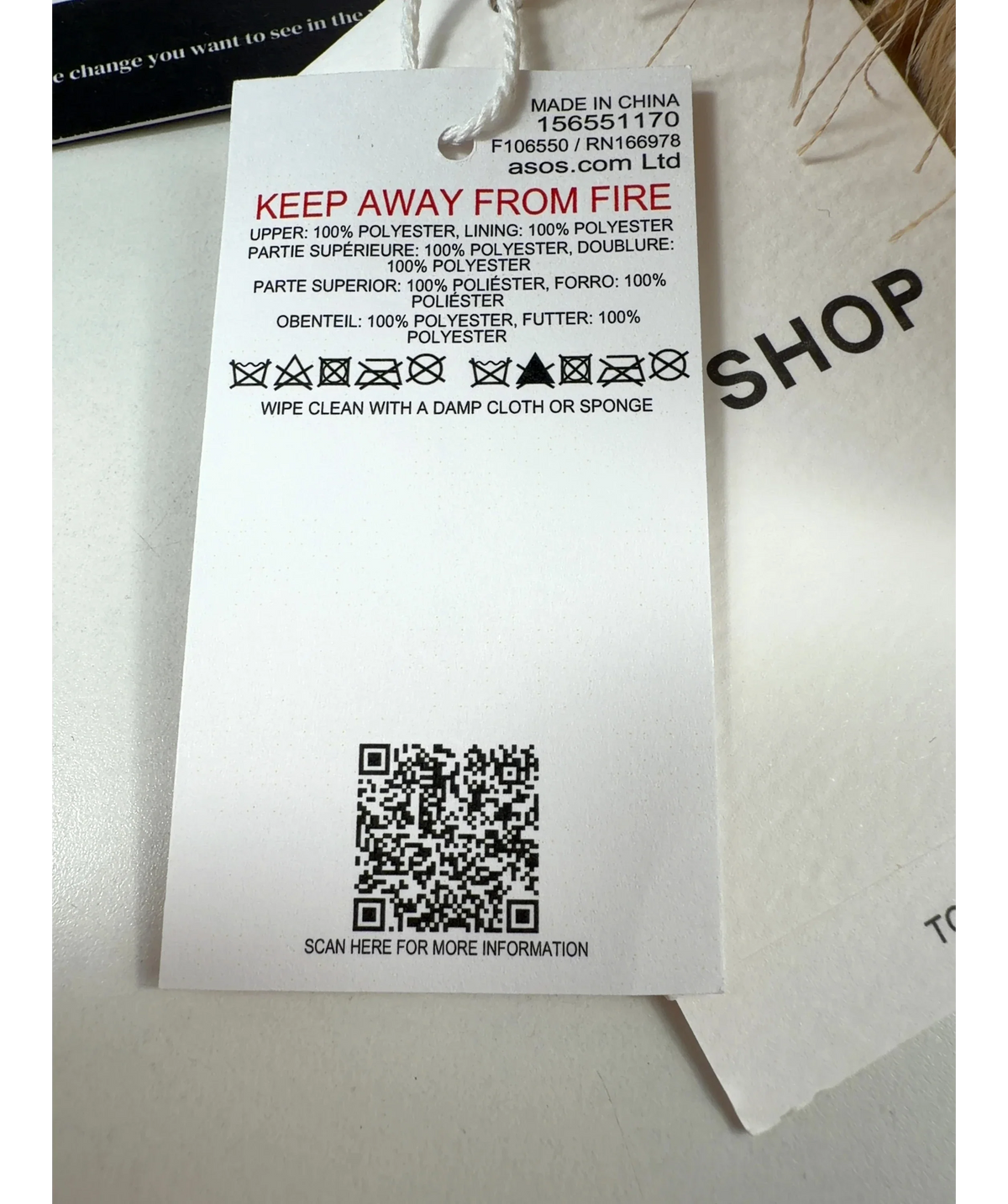 TOPSHOP Beige Colour — care label