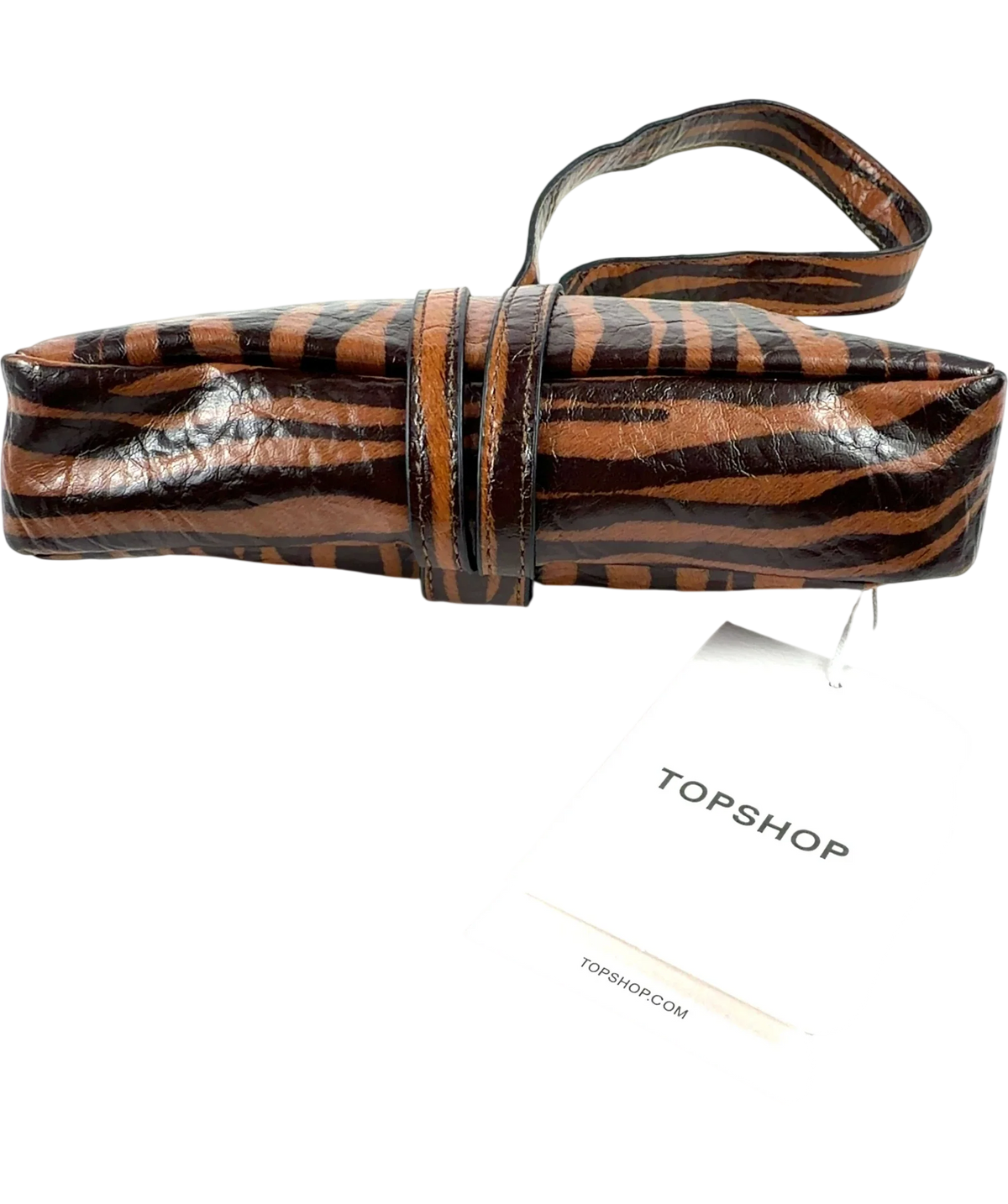 TOPSHOP Brown Jade mini wristlet grab bag — detail