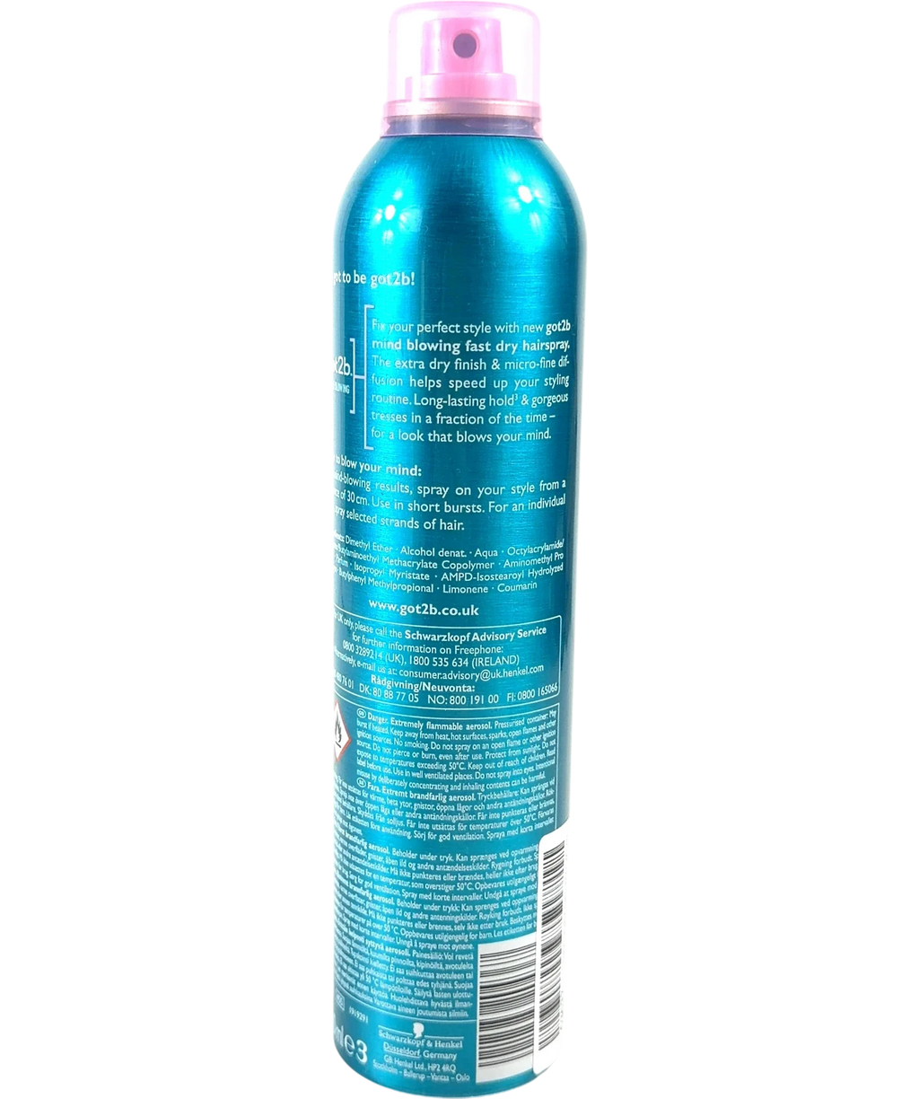 SCHWARZKOPF got2b Mind Blowing Fast Dry Hairspray, size 300ml — back