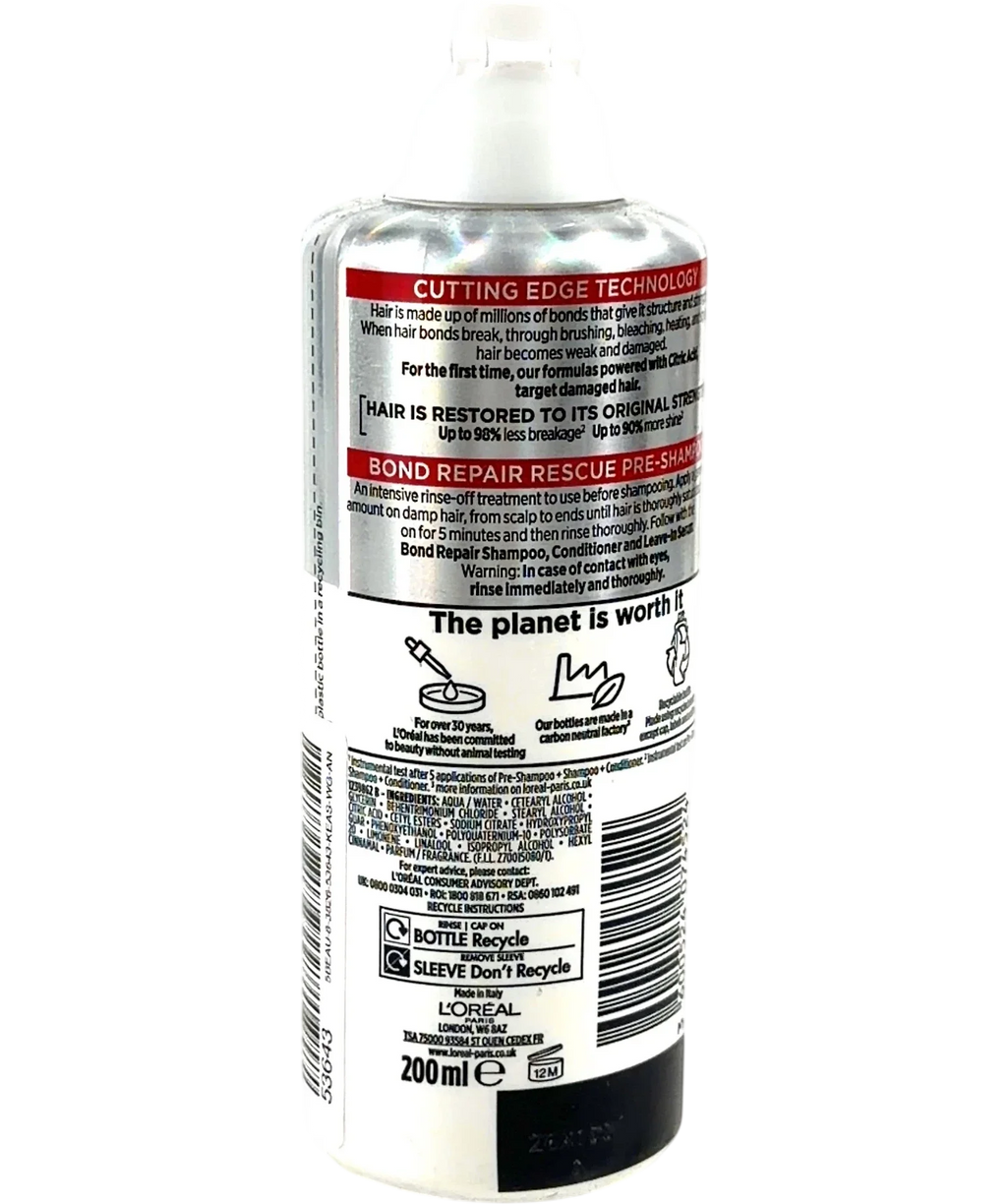 L'Oréal Elvive Elvive Bond Repair Pre-Shampoo Treatment, size 200ml — back