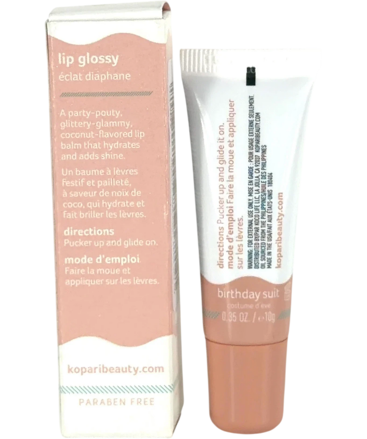 Kopari birthday suit Lip glossy, size 10g — back