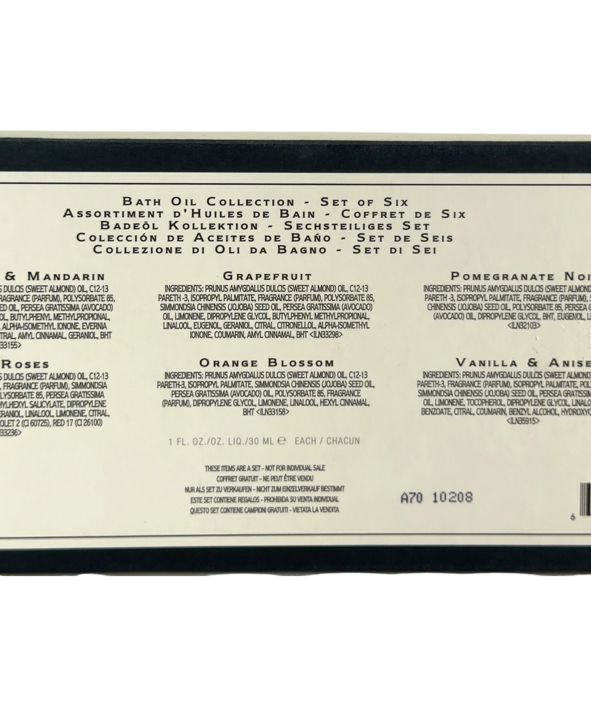 Jo Malone London Universal Bath Oil Collection, size 30ml x 6 — back