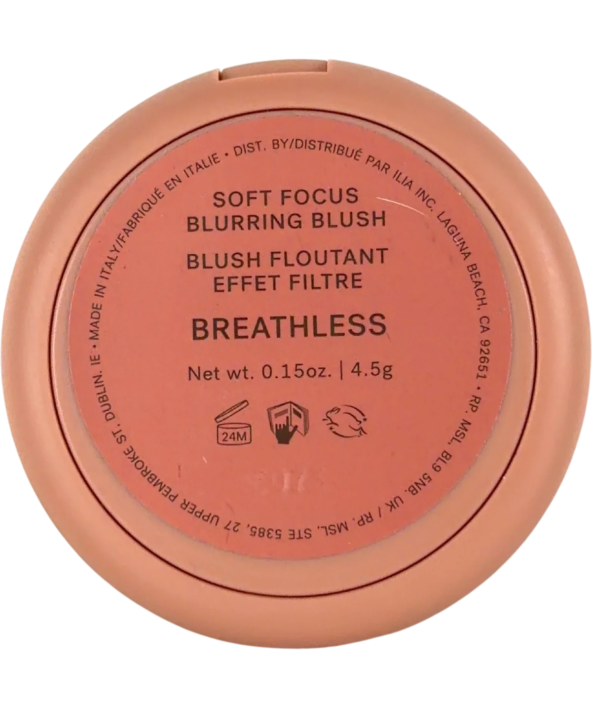 ILIA BREATHLESS Soft Focus Blurring Blush, size 4.5g — back