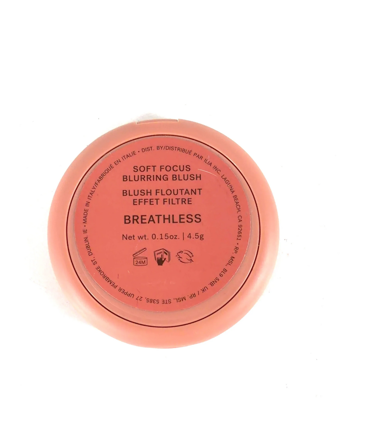 ILIA BREATHLESS Soft Focus Blurring Blush, size 4.5g — care label