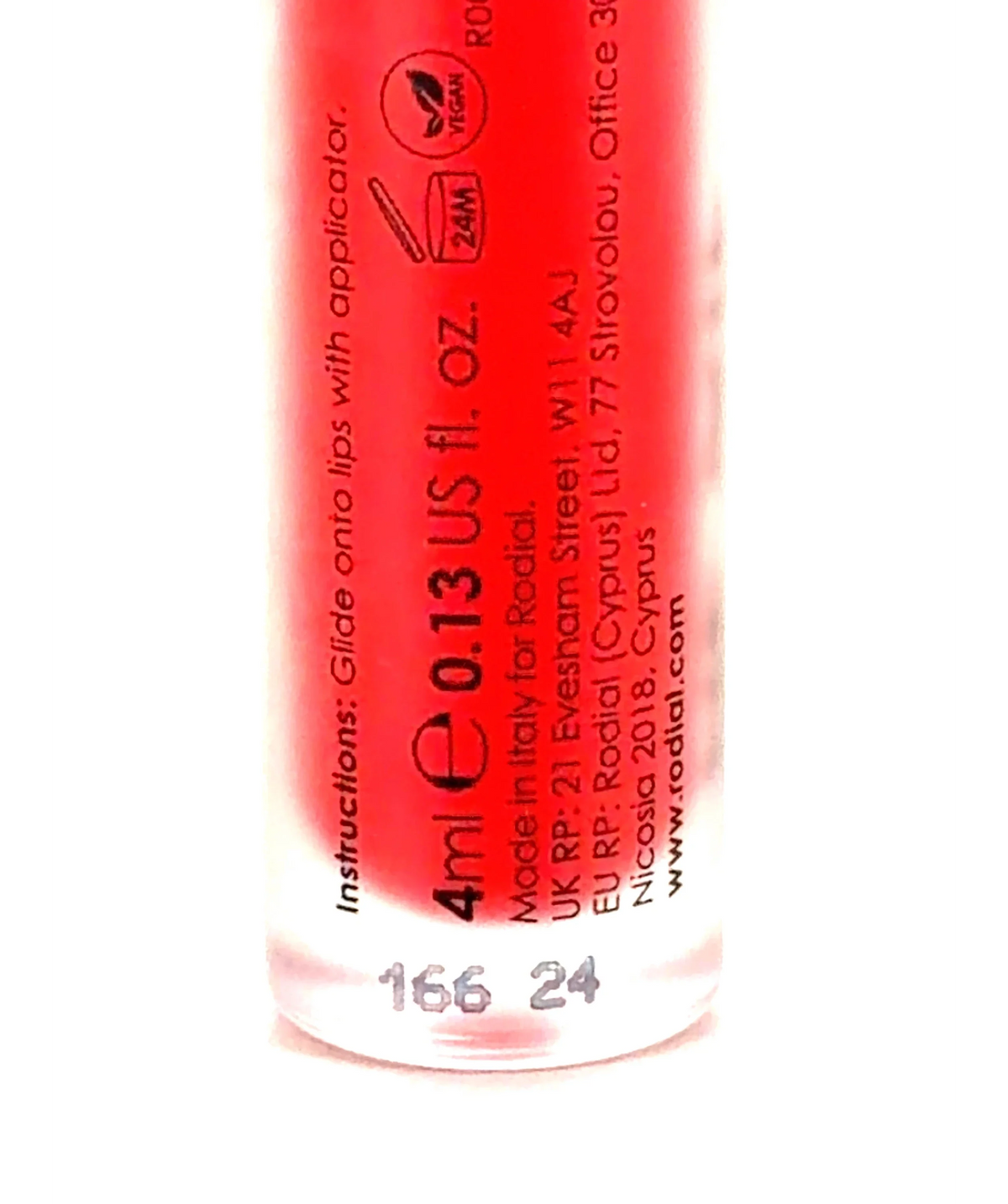Rodial cherry LIP OIL, size 4ml — care label