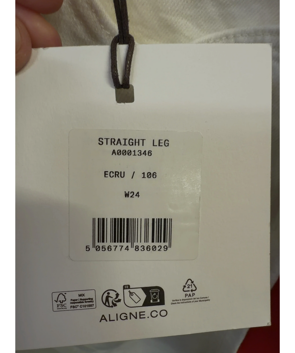 Aligne Cream STRAIGHT LEG, size W24 — care label