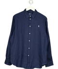 Polo by Ralph Lauren navy Classic Fit Linen Shirt, size UK XL — front