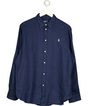 Polo By Ralph Lauren Classic Fit Linen Shirt Blue UK XL